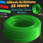 Bahce Cesme Su Hortumu Ic Cap 1/2 Naturel Silikonlu Sulama Arac Yikama Hortum 25 Metre