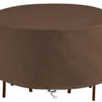 Bahçe Mobilyaları Örtüsü 87x37 inç Su Geçirmez Rüzgar Geçirmez Anti UV Ağır Hizmet Veranda Masa Örtüsü 420D Oxford Kumaş Bej Dia 220cm X H 95cm Rattan Mobilya Seti Dış Mekan Koruma