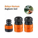 Bahçe Sulama için Universal Hortum Bağlantı Seti, 1/2" ve 3/4" Musluk Adaptörü, Polipropilen, Kolay Montaj, 3 Parça