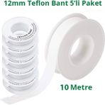 Bahçe Teflon Bant Sızdırmazlık Bandı 12MM. x 10 Metre 5 Adet
