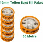 Bahçe Teflon Bant Sızdırmazlık Bandı 19MM. x 50 Metre 5 Adet