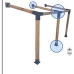 Bahçe Teras Ev Kapı Gölgelik Carport Pergola Çardak 8 x 8 cm Duvar Montaj Aparatı Seti Demir Bağlantı Çadır Tente Kamelya Garaji