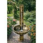 bahcecesmesicom Döküm Lavabolu Gold Eskitme Bahçe Çeşmesi Kare Ayaklı