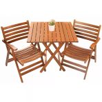 Bahçeci London Atina Ahşap Bahçe Balkon Takımı: 60X80 Masa + 2 Sandalye Katlanır Set