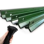 Bahçeler/Çiftlikler/Çalılıklar/Yeşil Kemerler/Hasır Çitler için Fermuar Bağları ile Yeşil Metal Çit Direkleri 10'lu Paket 1,5 m/4,9 ft Uzun