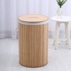 Bahçem Bambu Kirli Çamaşır Sepeti ,yuvarlak Natural Sepet 35X60CM - 35 x 60 cm