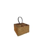 Bahçem Dekoratif Bambu Hasır Banyo Organizer / Kaşıklık / Dekoratif Obje 4 Bölmeli 20x20x11 Cm