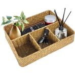 Bahçem Dekoratif Dikdörtgen Bambu Sepet Düzenleyici 4 Bölmeli - Naturel - 1 Adet - 26 x 20 x Y6 cm
