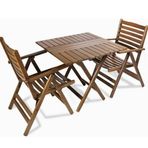 Bahçeme Ahşap 70x70 Masa + 2 Sandalye Ürgüp Katlanır Takım Bahçe Balkon Seti