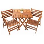 Bahçeme Ahşap 80x80 Masa + 2 Sandalye Antalya Katlanır Takım Bahçe Balkon Seti