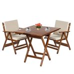 Bahçeme Antalya Ahşap 60x60 Masa + 2 Minderli SandalyeBahçe Balkon Seti