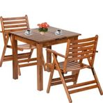 Bahçeme Antalya Ahşap 60x80 Masa + 2 Minderli Sandalye Bahçe Balkon Seti