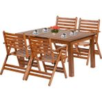 Bahçeme Antalya Ahşap Bahçe Balkon Takımı: 80X120 Sabit Ayaklı Masa + 4 Katlanır Sandalye Set