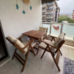 Bahçeme Antalya Katlanır Ahşap Bahçe Balkon Takımı: 60X80 Masa + 3 Minderli Sandalye