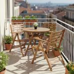 Bahçeme Antalya Katlanır Ahşap Bahçe Balkon Takımı: 70Lik Masa + 3 Sandalye