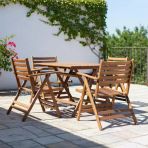 Bahçeme Antalya Katlanır Ahşap Bahçe Balkon Takımı: 70X120 Masa + 4 Sandalye