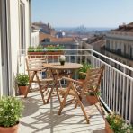 Bahçeme Antalya Katlanır Ahşap Bahçe Balkon Takımı: 90Lık Masa + 2 Sandalye