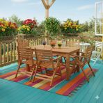 Bahçeme Antalya S Ahşap Bahçe Balkon Seti: 80X120 Sabit Masa + 4 Katlanır Sandalye