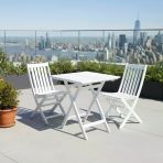 Bahçeme Avşa Ahşap Bahçe Takımı Beyaz - 70X70 Masa + 2 Sandalye Katlanır Balkon Set