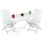 Bahçeme Avşa Ahşap Katlanır Bahçe Balkon Takımı Beyaz: 80X140 Masa + 4 Sandalye