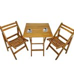 Bahçeme Burgaz Katlanır Ahşap 60x60 Masa + 2 Sandalye Bahçe Mobilya Takımı