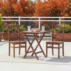 Bahçeme Çeşme Ahşap Bahçe Balkon Seti: 80X80 Katlanır Masa + 2 Sandalye
