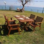 Bahçeme Heybeli Lx Katlanır Ahşap Bahçe Takımı: 80X140 Masa + 4 Sandalye
