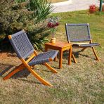 Bahçeme Kandilli Şezlong Tipi Sandalye Takımı: 40X40 Sehpa + 2 Sandalye - Plaj Havuz Başı Bahçe Set
