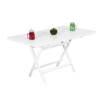 Bahçeme Kaş 80X140 Katlanabilir Ahşap Bahçe Balkon Masası -Beyaz