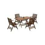 Bahçeme KL BAHÇE Ahşap Bahçe Balkon Seti 80x120 Masa + 4 Sandalye -Ürgüp Katlanır Set