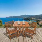 Bahçeme London Ahşap Bahçe Balkon Takımı: 60X60 Masa + 2 Sandalye Katlanır Set