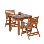 Bahçeme London Atina Ahşap 80x80 Sabit Ayaklı Masa + 2 Katlanır Sandalye Bahçe Mobilya Takımı