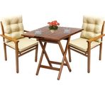 Bahçeme Manavgat Ahşap 70x70 Katlanır Masa + 2 Sandalye Bahçe Takımı