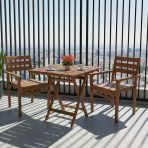 Bahçeme Manavgat Ahşap Bahçe Balkon Seti: 80X80 Masa + 2 Sandalye