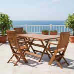 Bahçeme Muğla Lx Katlanır Ahşap Bahçe Takımı: 80X140 Masa + 4 Sandalye