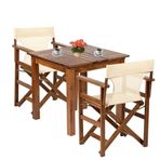 Bahçeme Rejisör Lüks Ahşap 70x70 Masa + 2 Sandalye Katlanır Bahçe Takımı