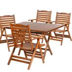 Bahçeme Ürgüp Ahşap 80x140 Masa + 4 Sandalye Katlanır Bahçe Takımı