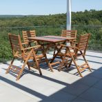 Bahçeme Ürgüp Katlanır Ahşap Bahçe Balkon Seti: 70X120 Masa + 4 Sandalye