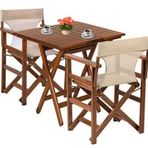Bahçeme Yönetmen Ahşap 70x70 Masa + 2 Sandalye Katlanır Bahçe Takımı