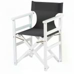 Bahçeme Yönetmen Katlanır Ahşap Bahçe Balkon Sandalyesi - Beyaz Ahşap & Antrasit Pvc