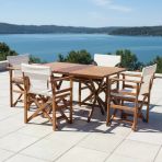 Bahçeme Yönetmen Katlanır Ahşap Bahçe Balkon Seti: 80X140 Masa + 4 Sandalye