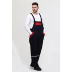Bahçıvan Tulumu 16/12 Lacivert Gabardin Kırmızı Biyeli Askılı Tulum 4 Cepli LACİVERT-XS
