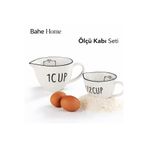 bahe home Ölçü Kabı Seti 2’li Seramik Cup Ölçü Kabı Mutfak Ölçü Aparatı Kek Pasta Süt Sos Ölçer