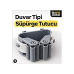bahe home Vantuzlu Mop Tutucu Askı Duvar Yapışkanlı Süpürge Fırça Askısı Güçlü Organizer 1 ADET
