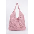 Bahels Kadın Pembe File Örgü Model Plaj, Shopper Tote Çanta, Omuz Çantası
