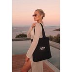 BAHELS Kadın Siyah Milano Nakış File Örgü Model Plaj, Shopper Tote Çanta