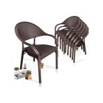 Bahex Bambu 6lı Set Rattan Bahçe Sandalye 6ad Koltuk Kahve Kahverengi