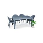 Bahex Bambu Pro 4'lü 90x150 cm Rattan 4 Kişilik Camsız Set Antrasit Balkon Bahçe Masa Takımı