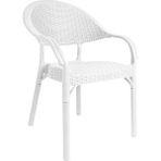 Bahex Bambu Rattan Kollu Sandalye Koltuk Dayanıklı Bahçe Sandalyesi Beyaz - 1