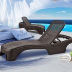 Bahex Brezza Royal Rattan Şezlong 4 Adet 2536 Lüx Havuz & Plaj Şezlongu 3 Kademeli Katlanır - Kahverengi